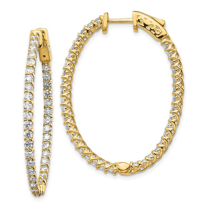 14K Gelbgold Ovale Creolen mit Diamanten und Sicherheitsverschluss