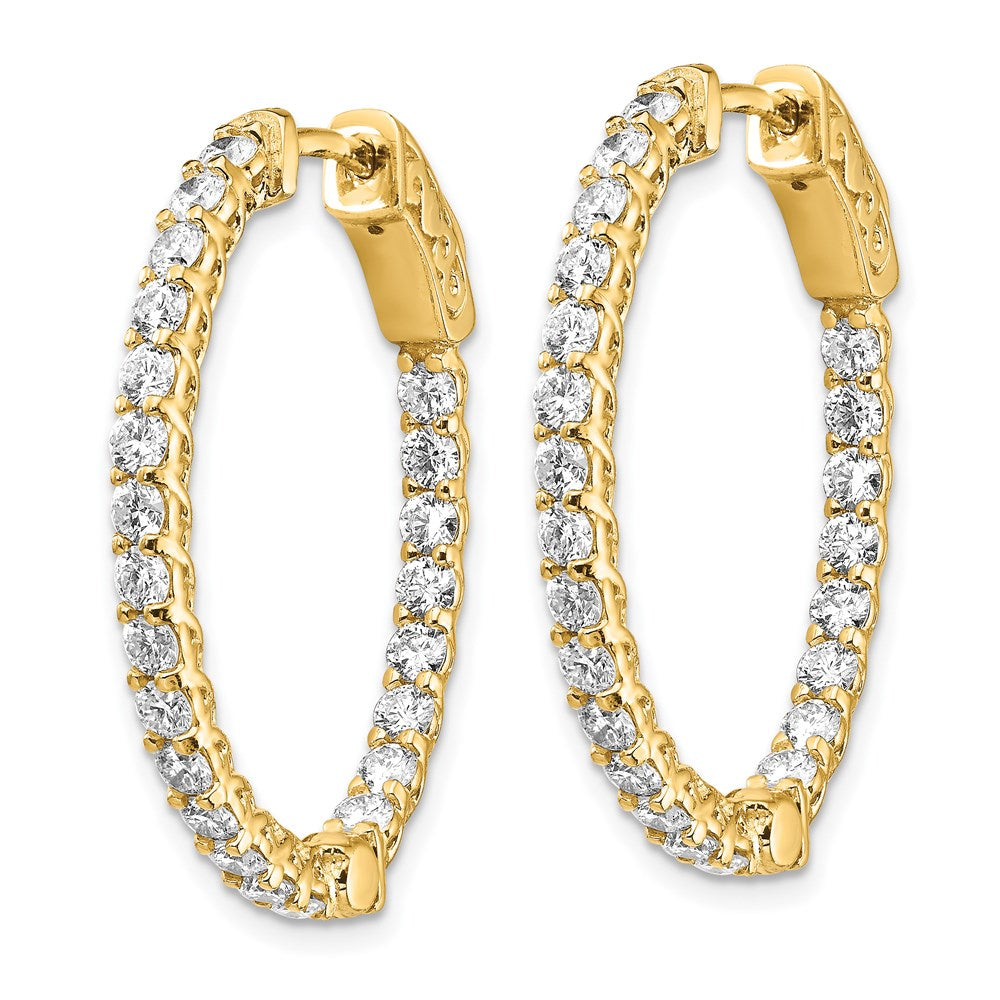 14K Gelbgold Ovale Diamant-Creolen mit Sicherheitsverschluss