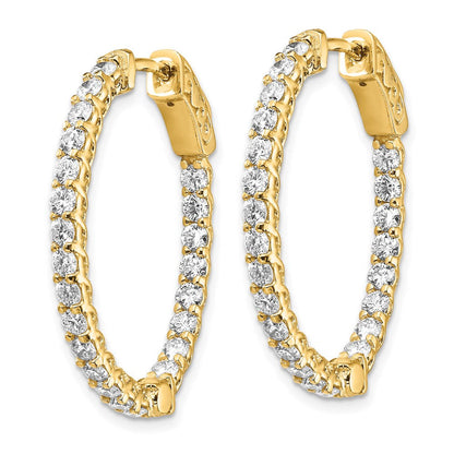 14K Gelbgold Ovale Diamant-Creolen mit Sicherheitsverschluss