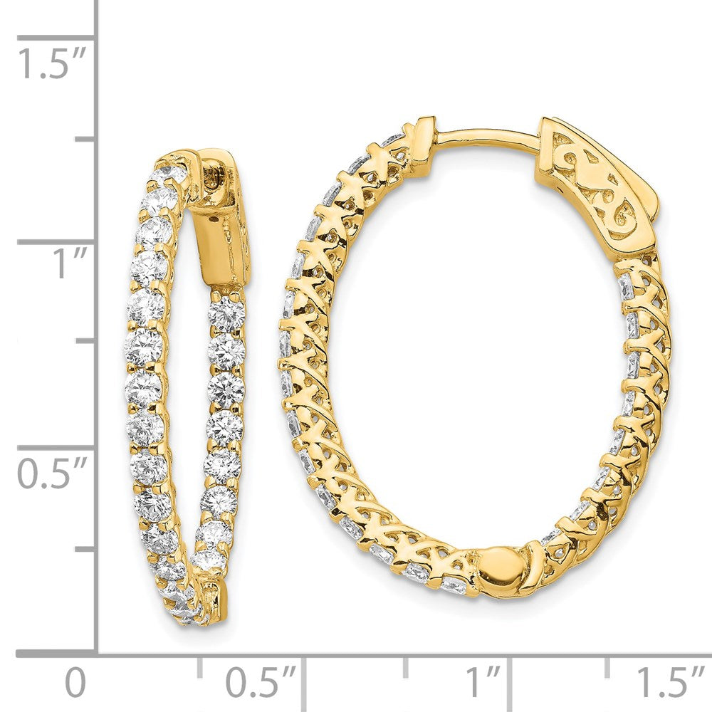 14K Gelbgold Ovale Diamant-Creolen mit Sicherheitsverschluss