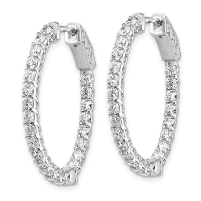 14K Weißgold Diamant-Ovalcreolen mit Sicherheitsverschluss