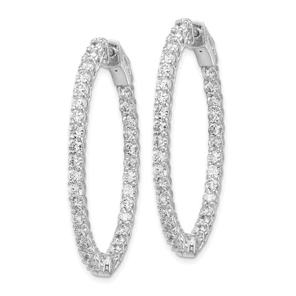 14K Weißgold Diamant-Creolen, oval, mit Sicherheitsverschluss