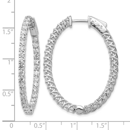 14k Weißgold 3 0,33 ct. Lab Grown Diamant VS/SI+ G+ Oval In and Out Safety Clasp Hoop Earrings