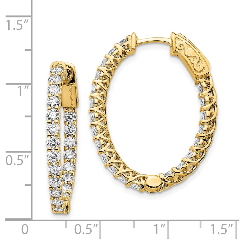 14K Gelbgold Ovale Diamant-Creolen mit Sicherheitsverschluss