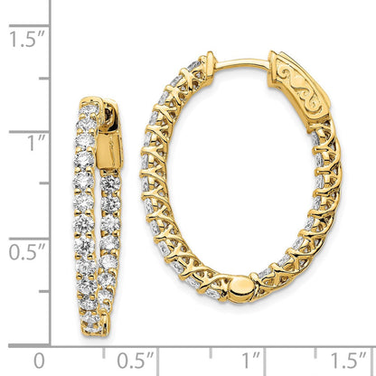 14K Gelbgold Ovale Diamant-Creolen mit Sicherheitsverschluss