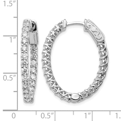 14K Weißgold Creolen mit 2,5 ct. im Labor gezüchteten Diamanten VS/SI+ G+, oval, In-and-Out-Fassung, mit Sicherheitsverschluss