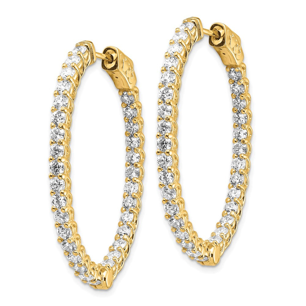 14K Gelbgold Diamant-Ovale Creolen mit Sicherheitsverschluss