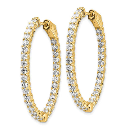 14K Gelbgold Diamant-Ovale Creolen mit Sicherheitsverschluss