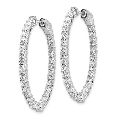 14K Weißgold Diamant-Creolen, oval, mit Sicherheitsverschluss