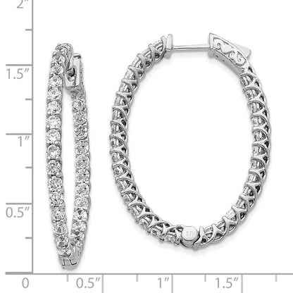 14K Weißgold Diamant-Creolen, oval, mit Sicherheitsverschluss