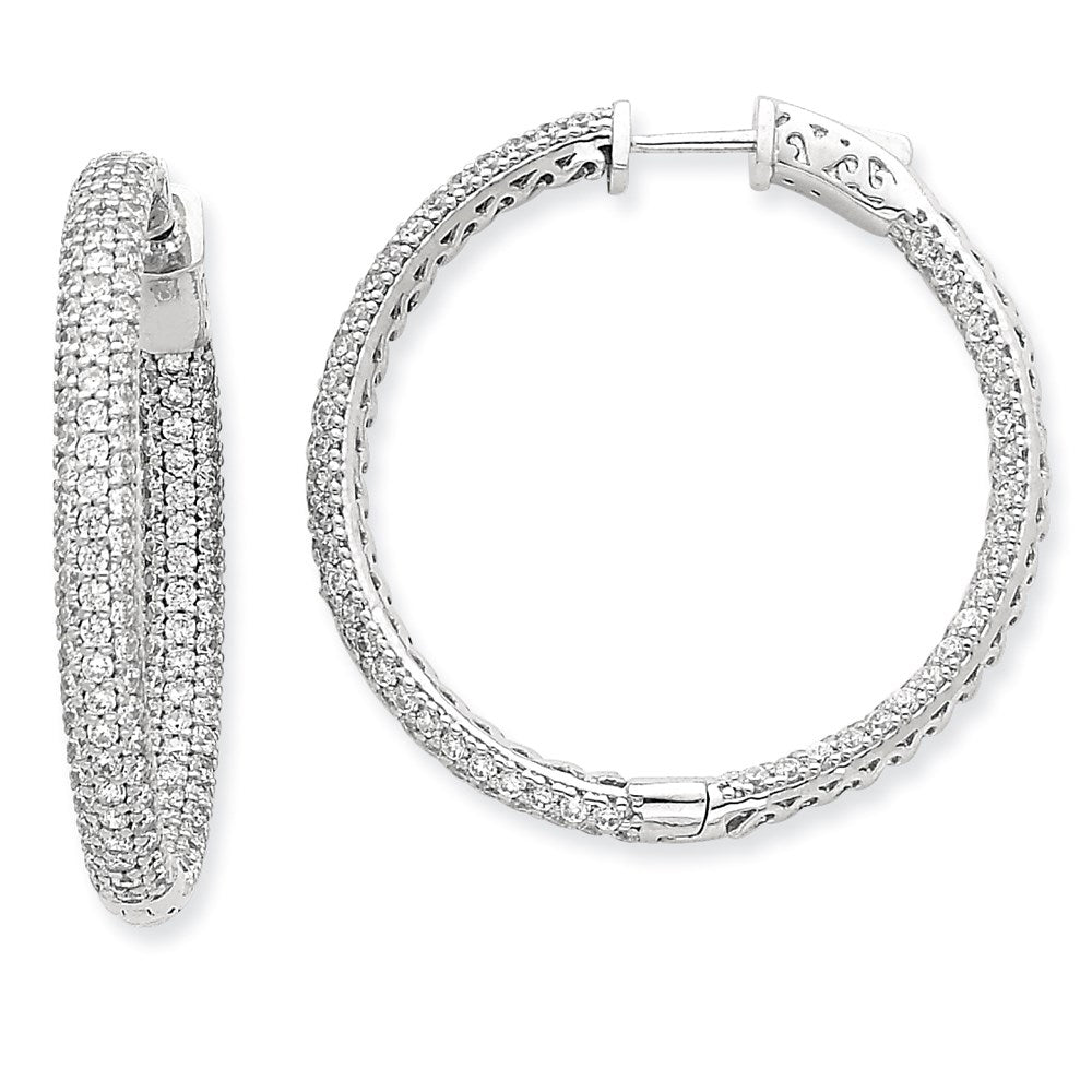 14K Weißgold Diamant Creolen mit Sicherheitsverschluss