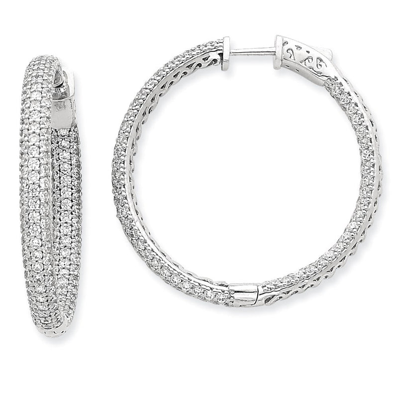 14K Weißgold Diamant Creolen mit Sicherheitsverschluss