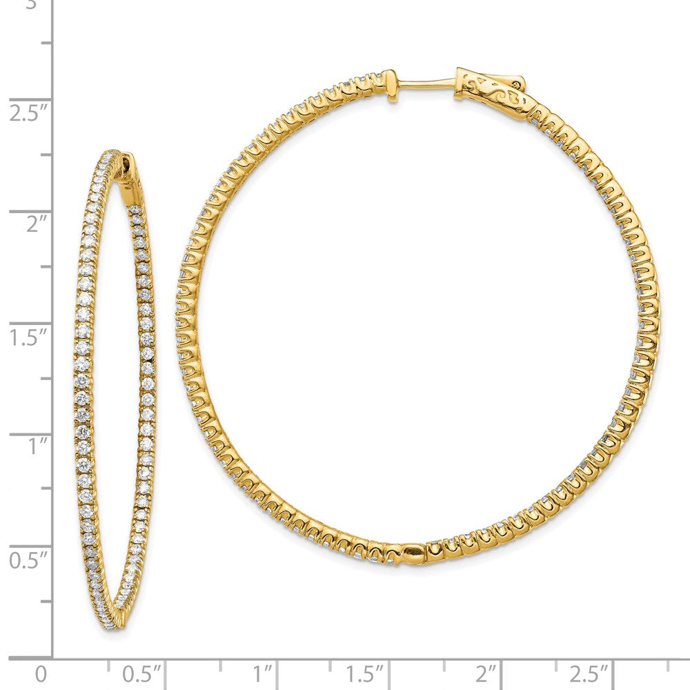 14K Gelbgold Diamant Creolen-Ohrringe mit Sicherheitsverschluss