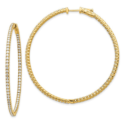 14K Gelbgold Diamant Creolen-Ohrringe mit Sicherheitsverschluss