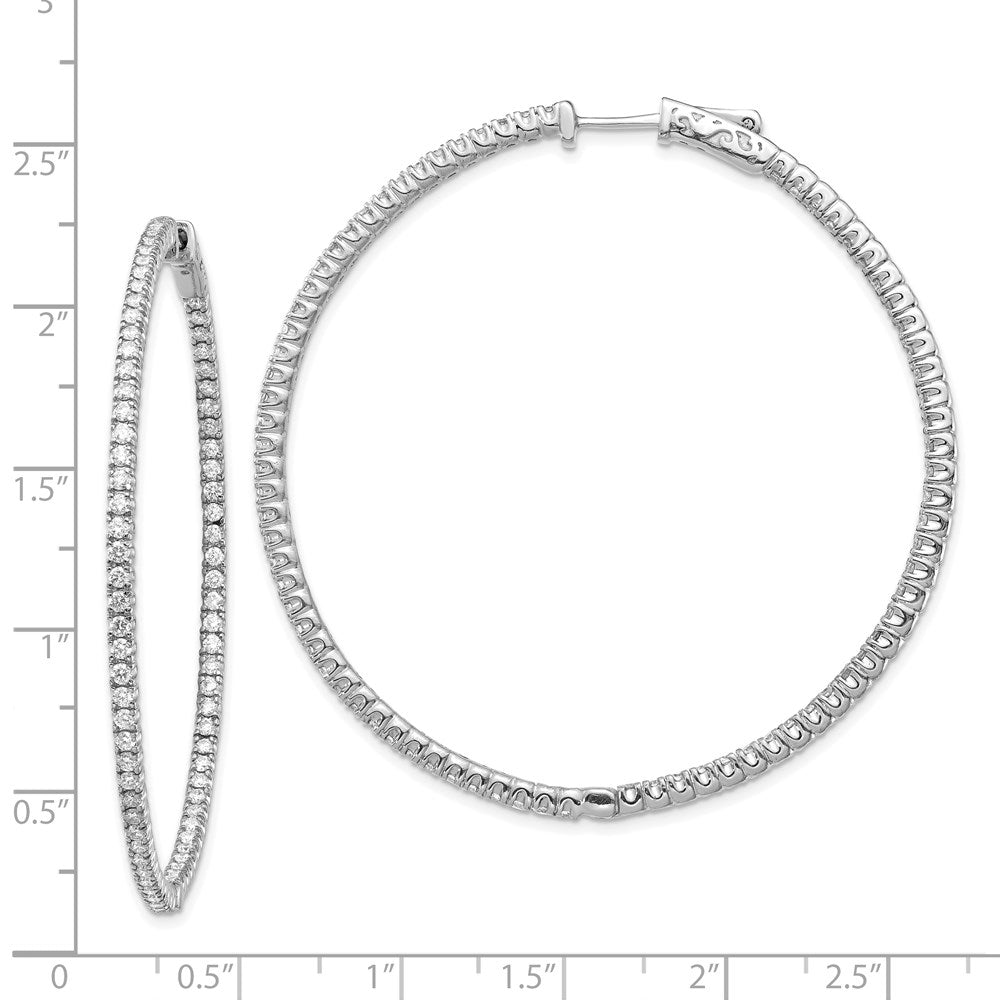 14K Weißgold Diamant Creolen mit Sicherheitsverschluss