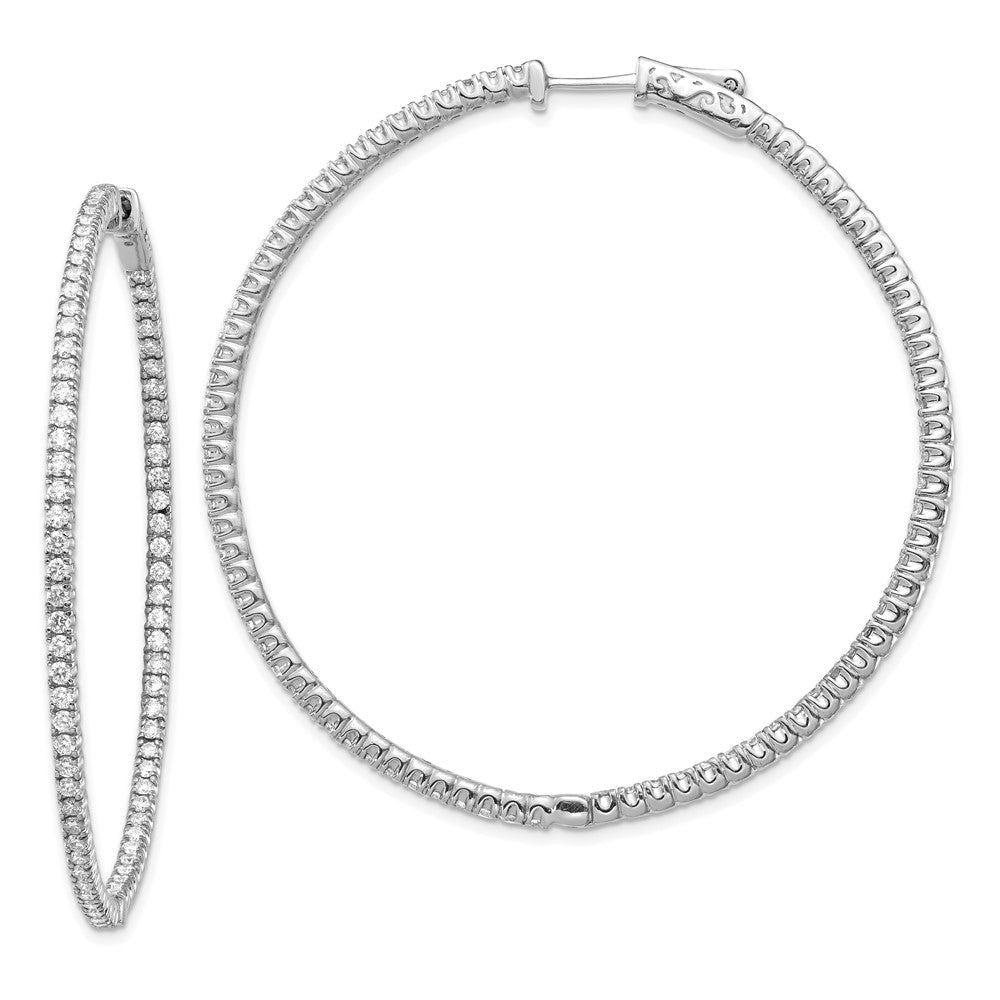 14K Weißgold Diamant Creolen mit Sicherheitsverschluss