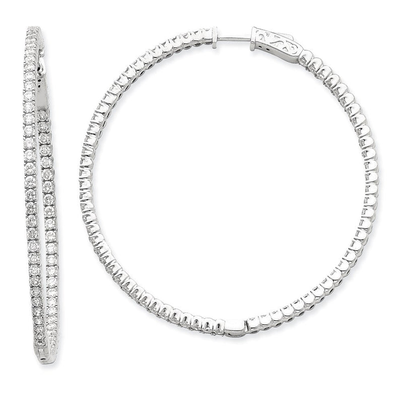 14K Weißgold Diamant Creolen mit Sicherheitsverschluss