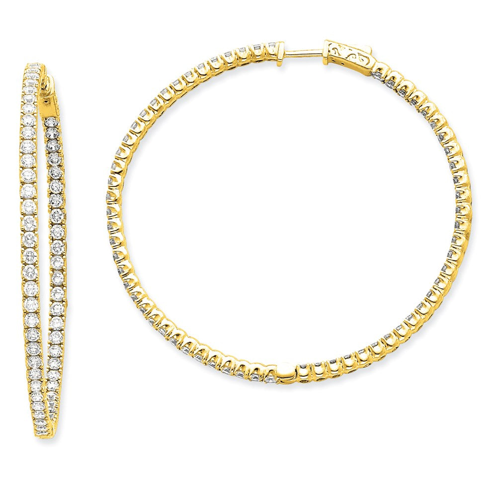 14K Gelbgold Diamant-Creolen mit Sicherheitsverschluss