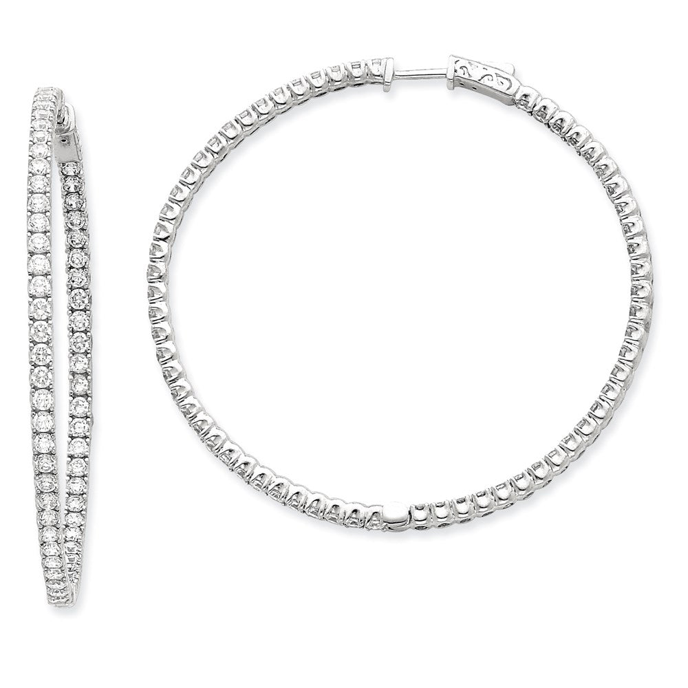 14K Weißgold Diamant Creolen mit Sicherheitsverschluss
