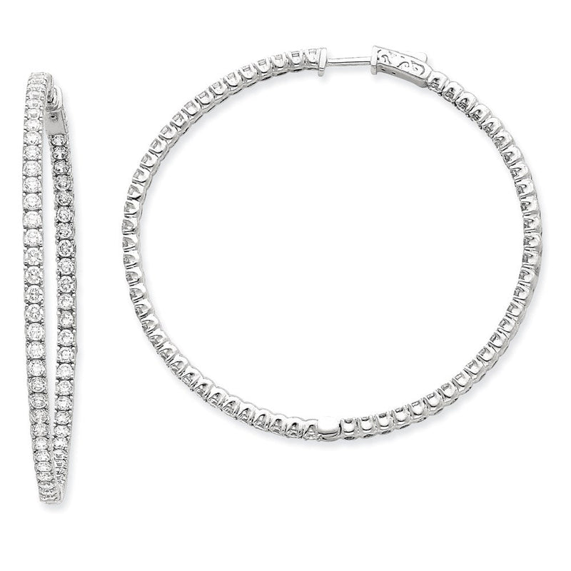 14K Weißgold Diamant Creolen mit Sicherheitsverschluss