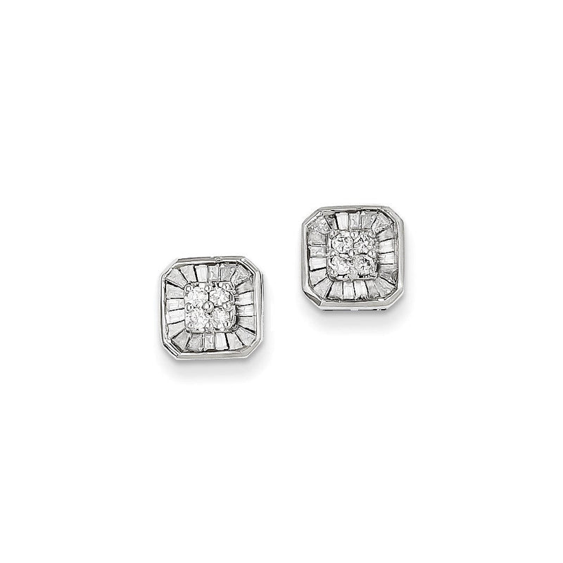 14K Weißgold Ohrstecker mit echten Diamanten