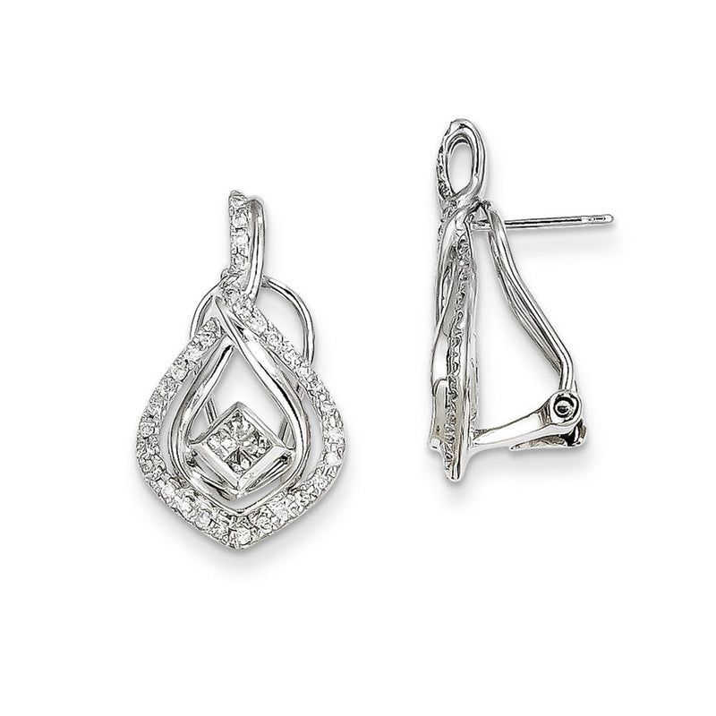 14K Weißgold Ohrstecker mit echten Diamanten