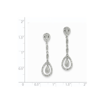 14K Weißgold Diamant-Ohrhänger, echte Diamanten