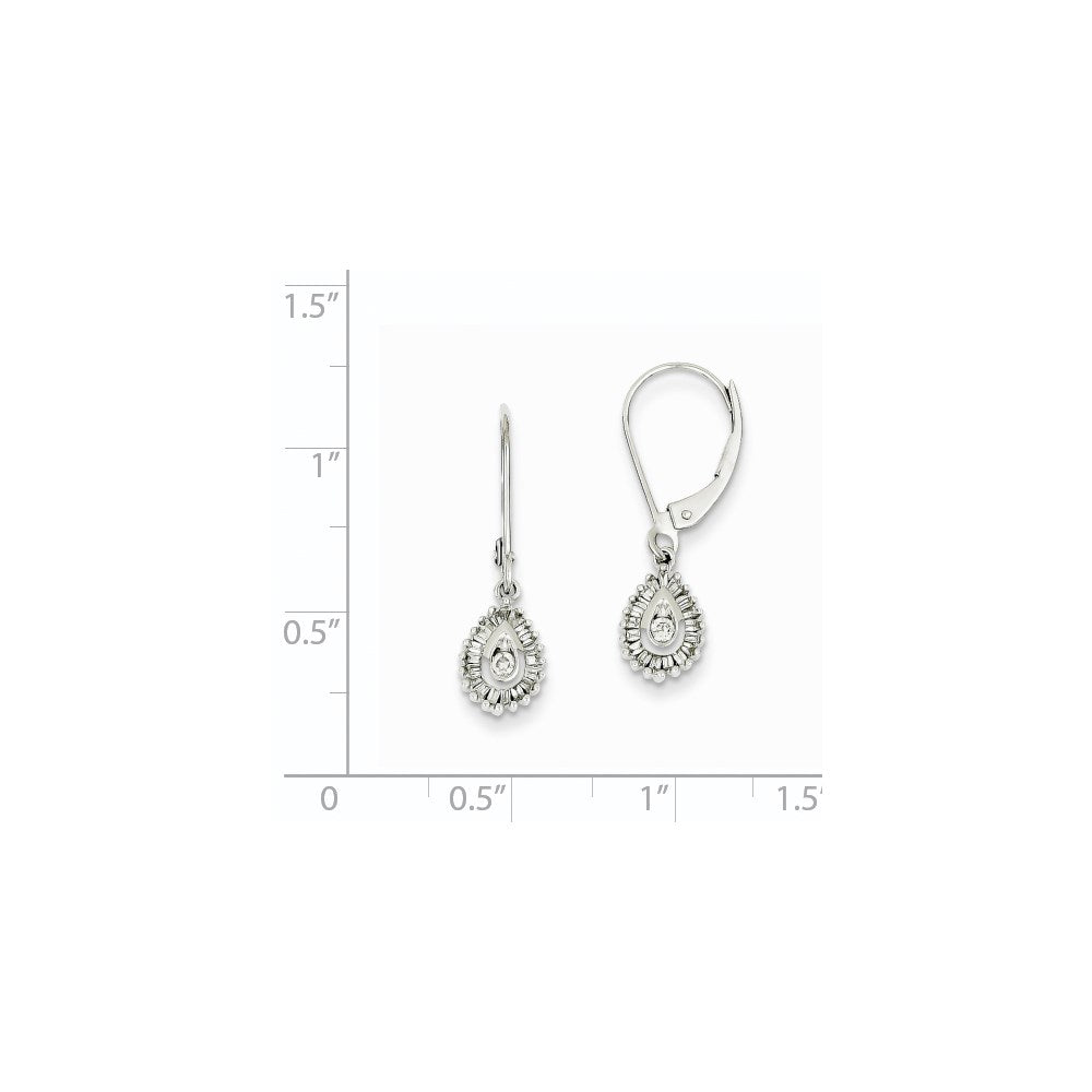 14K Weißgold Ohrhänger mit echten Diamanten und Brisurverschluss