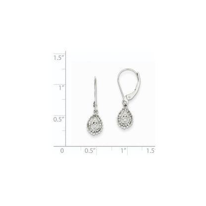 14K Weißgold Ohrhänger mit echten Diamanten und Brisurverschluss