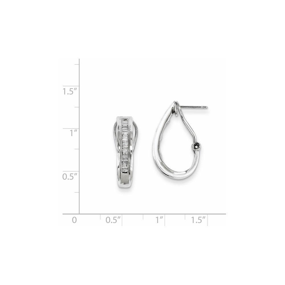 14K Weißgold Diamant-Ohrringe mit Omega-Verschluss