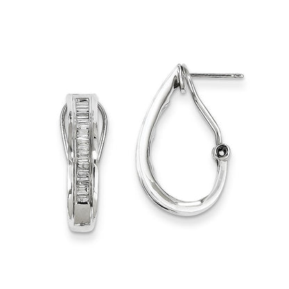 14K Weißgold Diamant-Ohrringe mit Omega-Verschluss