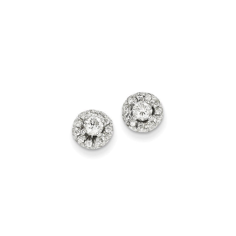 14K Weißgold Ohrstecker mit echten Diamanten
