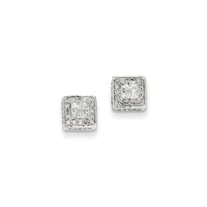 14K Weißgold Ohrstecker mit echten Diamanten