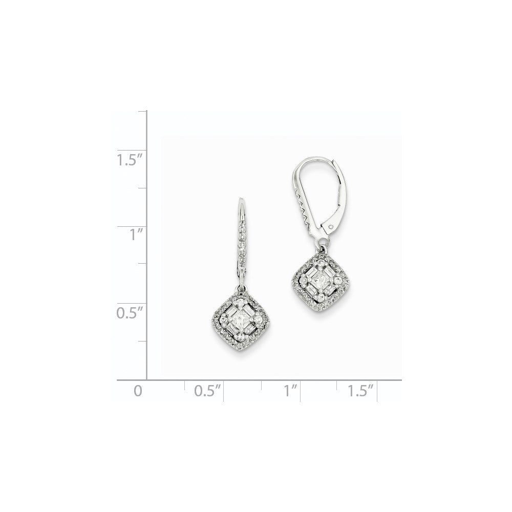 14K Weißgold Ohrhänger mit echten Diamanten und Leverback-Verschluss