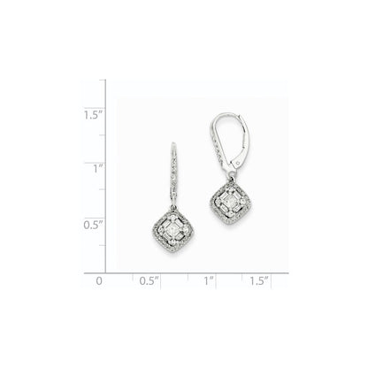 14K Weißgold Ohrhänger mit echten Diamanten und Leverback-Verschluss