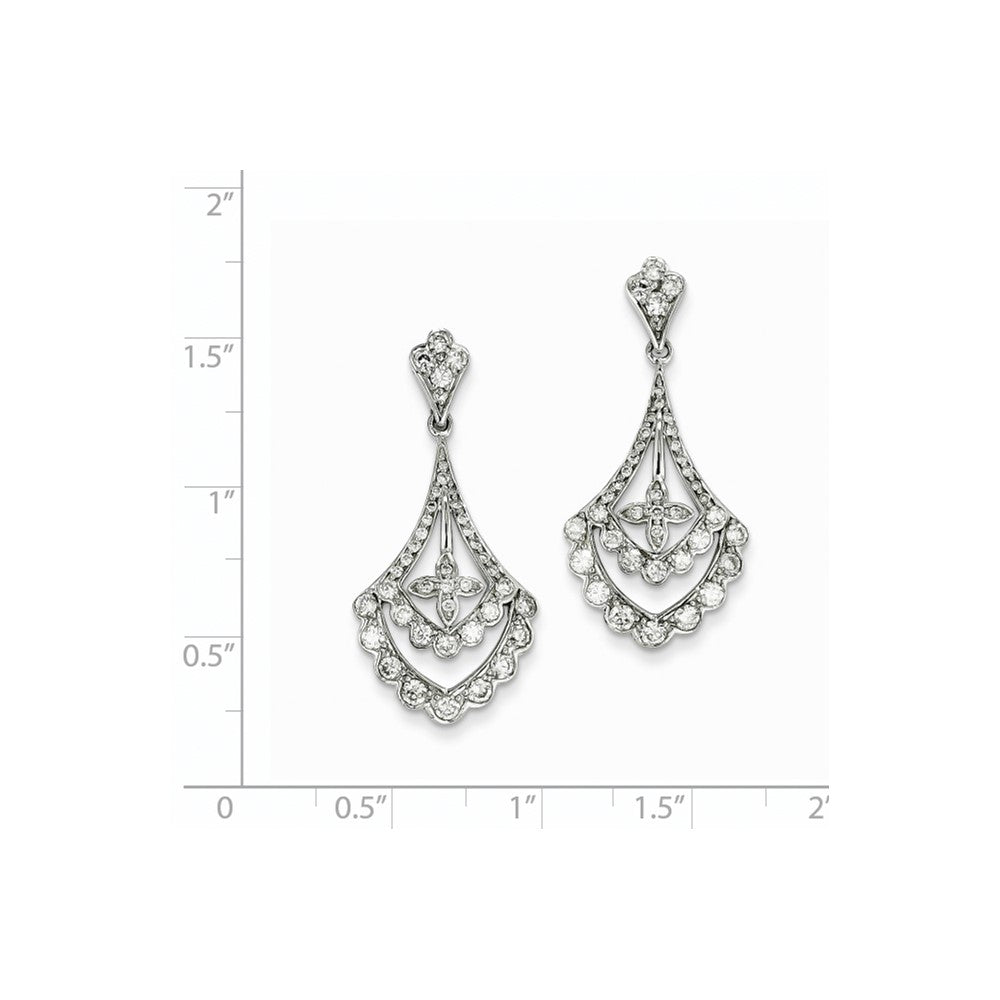 14K Weißgold Diamant-Ohrhänger mit echten Diamanten und Steckerverschluss