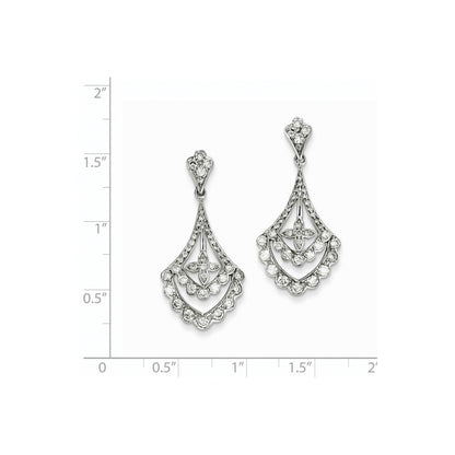 14K Weißgold Diamant-Ohrhänger mit echten Diamanten und Steckerverschluss