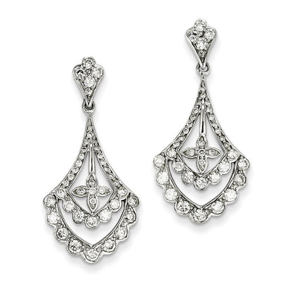14K Weißgold Diamant-Ohrhänger mit echten Diamanten und Steckerverschluss
