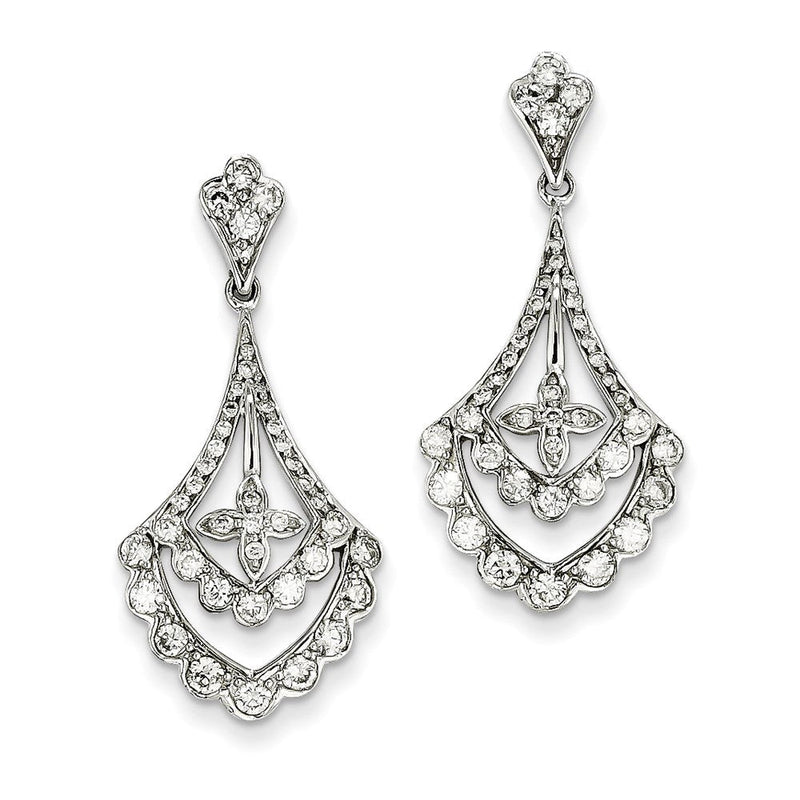 14K Weißgold Diamant-Ohrhänger mit echten Diamanten und Steckerverschluss