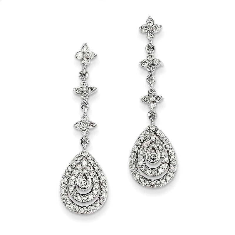 14K Weißgold Diamant-Ohrhänger mit Echtheitszertifikat und Steckverschluss