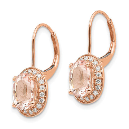 14K Roségold Morganit & Echt Diamant Ohrring