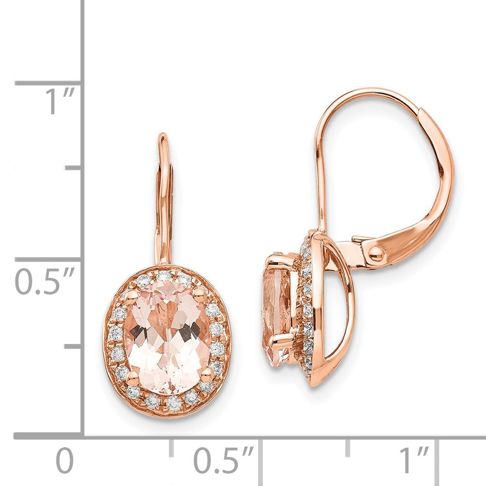 14K Roségold Morganit & Echt Diamant Ohrring