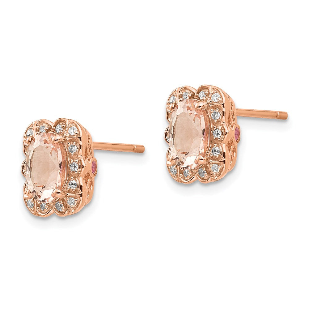 14K Roségold Echt Diamant & Morganit Ohrstecker