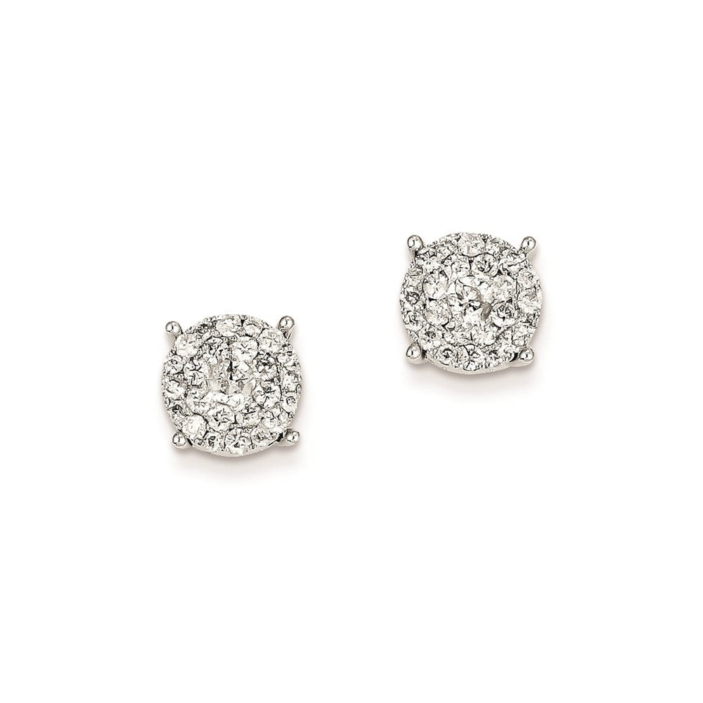 14K Weißgold Ohrstecker mit rundem Echt-Diamant