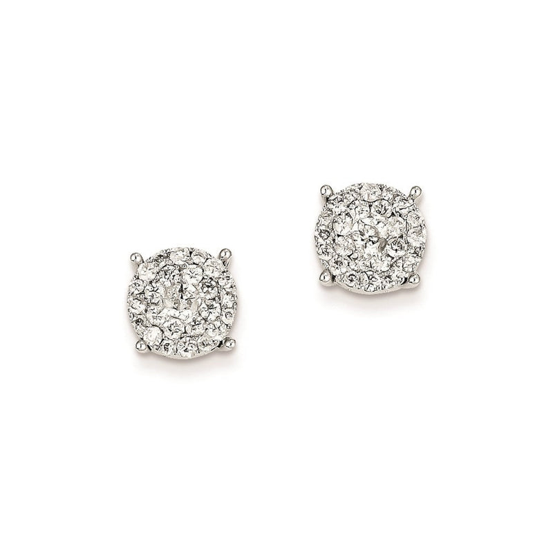 14K Weißgold Ohrstecker mit rundem Echt-Diamant