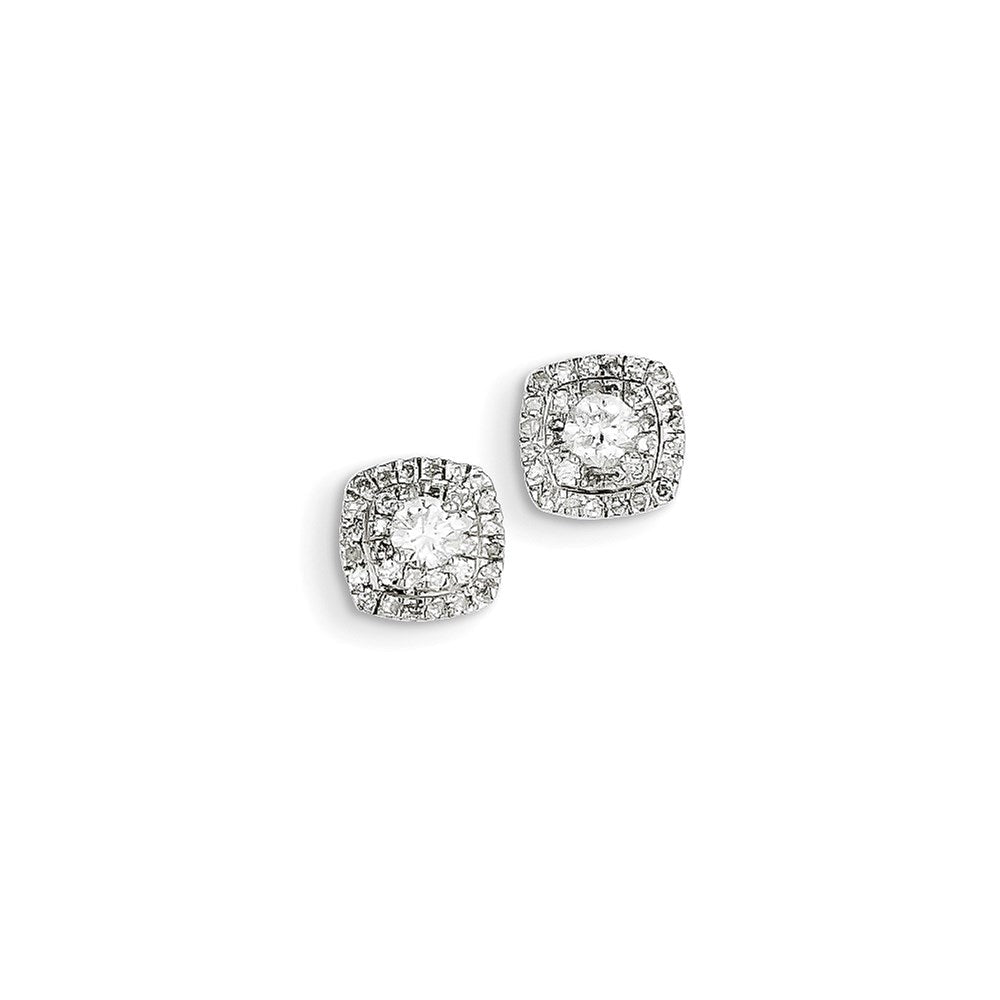 14K Weißgold Ohrringe mit Diamanten und Halo-Fassung