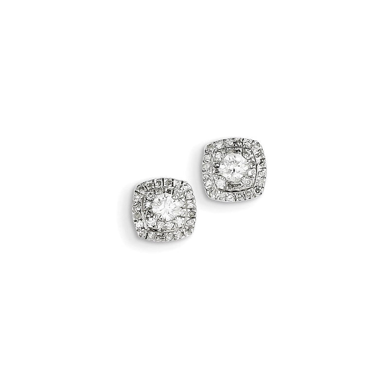 14K Weißgold Ohrringe mit Diamanten und Halo-Fassung