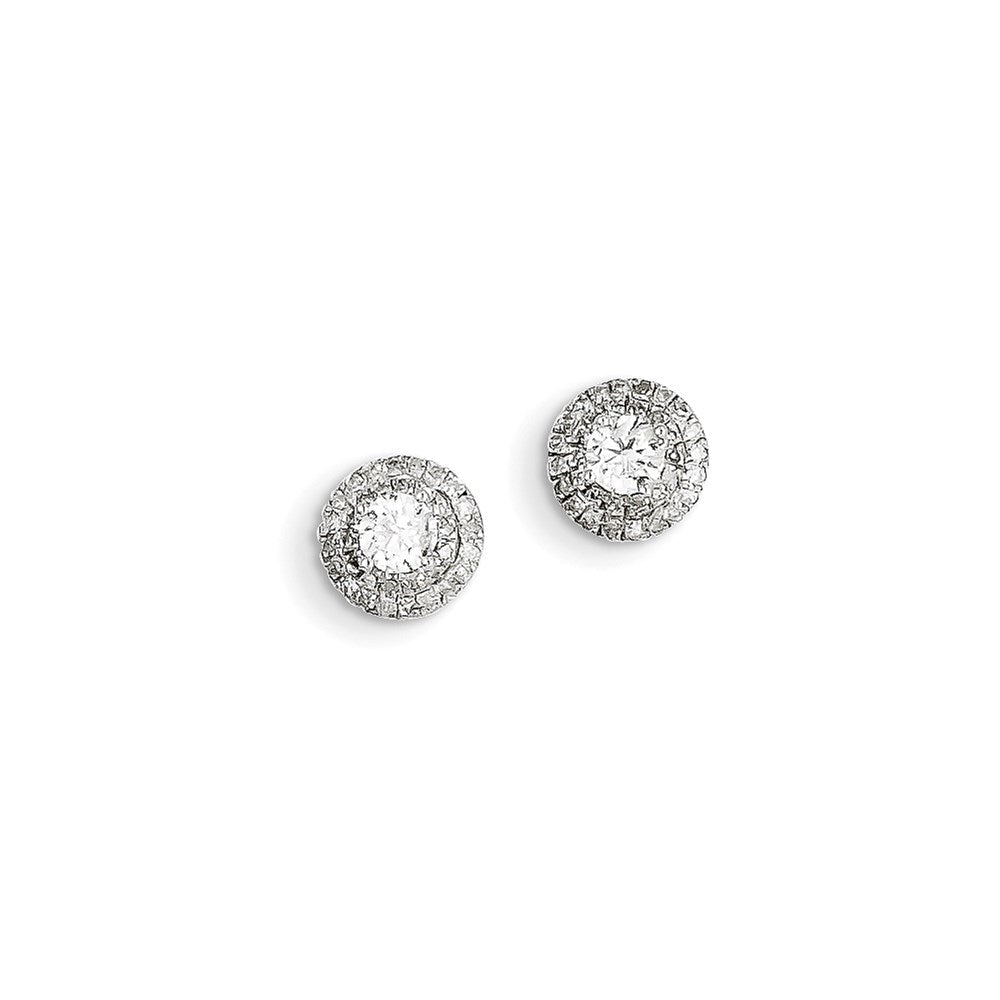14K Weißgold Ohrringe mit echten Diamanten in Halo-Fassung
