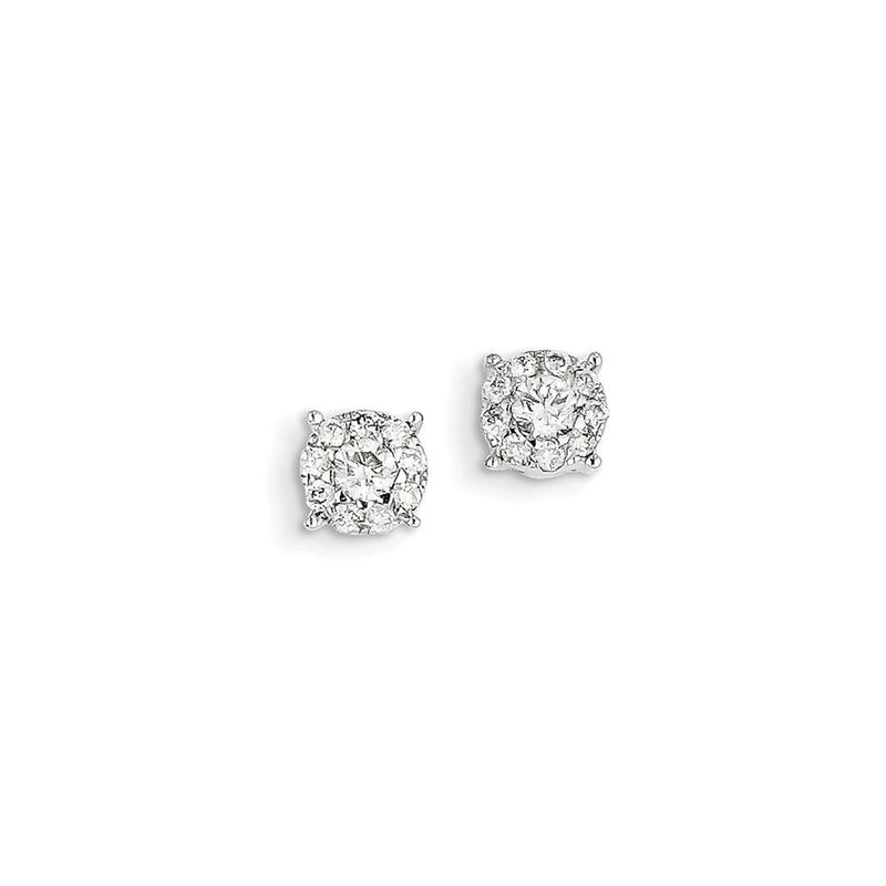 14K Weißgold Ohrringe mit echten Diamanten