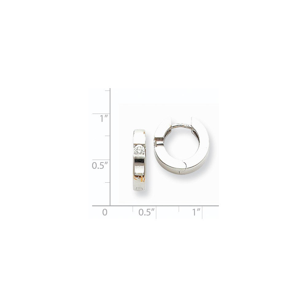 14K Weißgold Creolen mit Klappscharnier und echten Diamanten